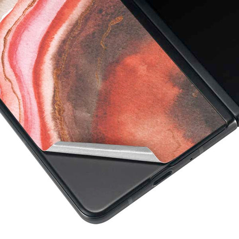Orange Watercolor Geode Galaxy Z Fold3 5G Skin